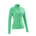 【Gold-Color zipper】Soft Brushed Women's Sporty Jacket, 25'' Inseam Leggings.