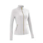 【Gold-Color zipper】Soft Brushed Women's Sporty Jacket, 25'' Inseam Leggings.