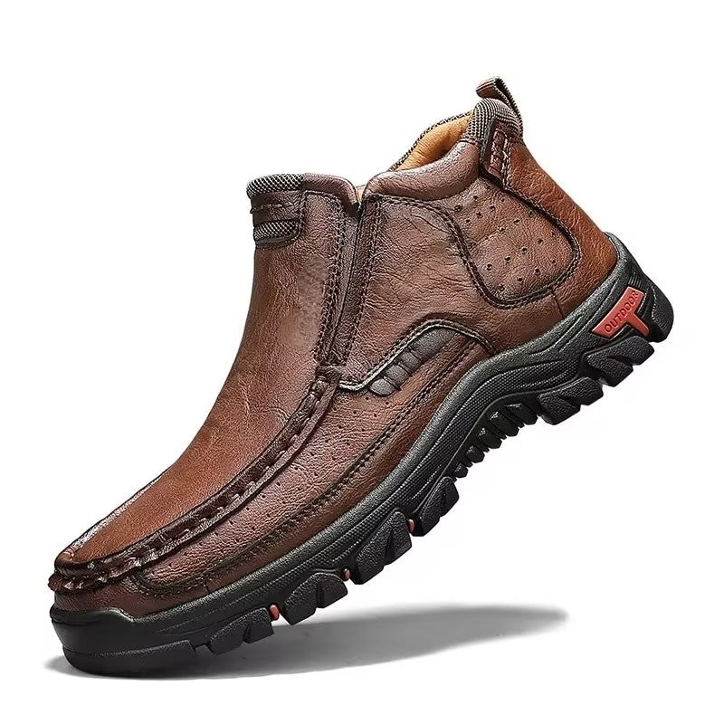 Men's Slip-On Boots Casual Everyday Wear For Fall Black Walking Shoes
