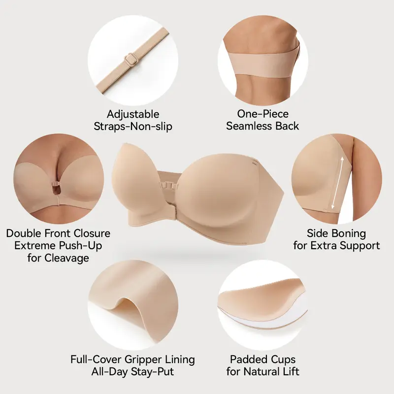 Womens Strapless Front Closure Bra