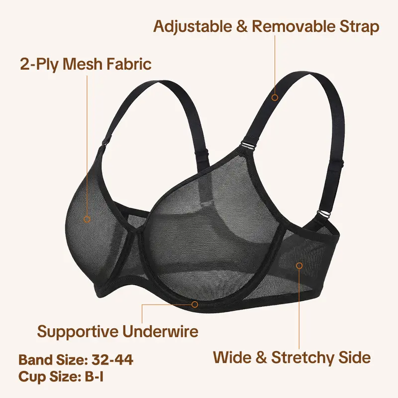Seraphina Air Light Breathable Sheer Mesh Halter Bra