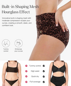 Leopard Swimwear Set High Waisted Bikini Shapewear Swimsuit Push Up Adjustable Beach Cover Up