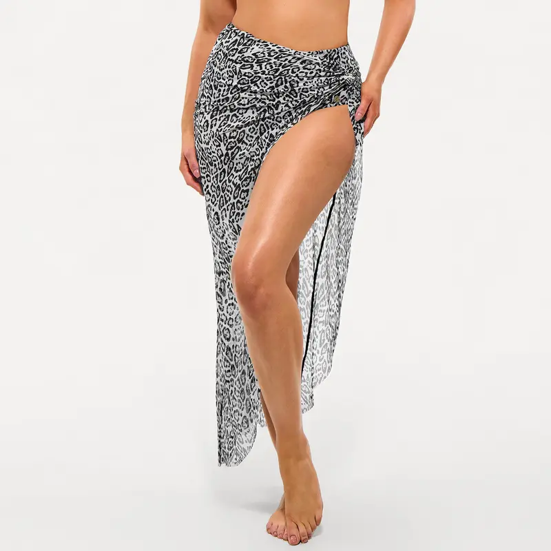 Leopard Swimwear Set High Waisted Bikini Shapewear Swimsuit Push Up Adjustable Beach Cover Up