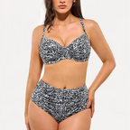 Leopard Swimwear Set High Waisted Bikini Shapewear Swimsuit Push Up Adjustable Beach Cover Up