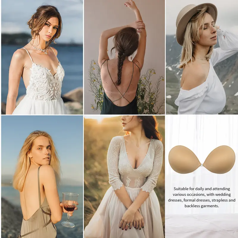 Silicone Adhesive Sticky Push Bra Strapless Bras With Clear Package Bag For Women's Backless Outfit Wedding Dresses Womenswear