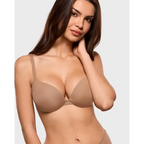 Sujetador Push Up con Relleno para Mujer, con Aros, Aumenta 1 Talla, Sin Costuras, Tipo Camiseta, Realza, Escote Pronunciado, Copas de Espuma, Elástico, Liso