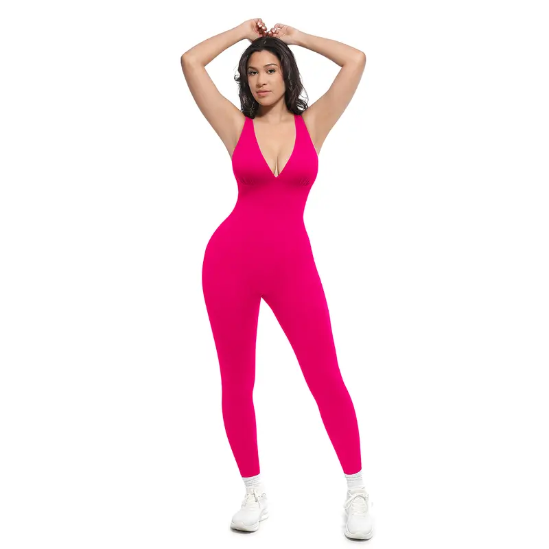 Deep V Shapewear With Chest Support Breathable High-Waisted Tummy Control Jumpsuit