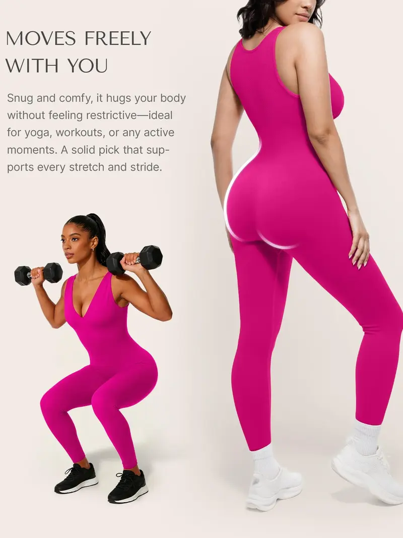Deep V Shapewear With Chest Support Breathable High-Waisted Tummy Control Jumpsuit
