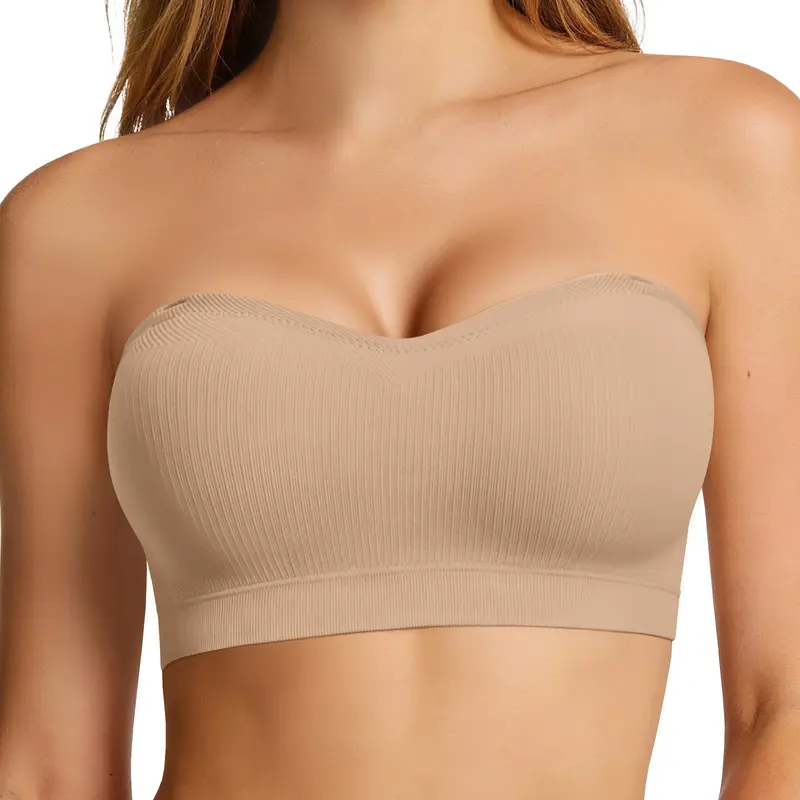 Sujetadores Bandeau Antideslizantes para Mujer con Cómodo Sujetador sin Tirantes, Top de Tubo sin Costuras, Sujetador Suave sin Aros