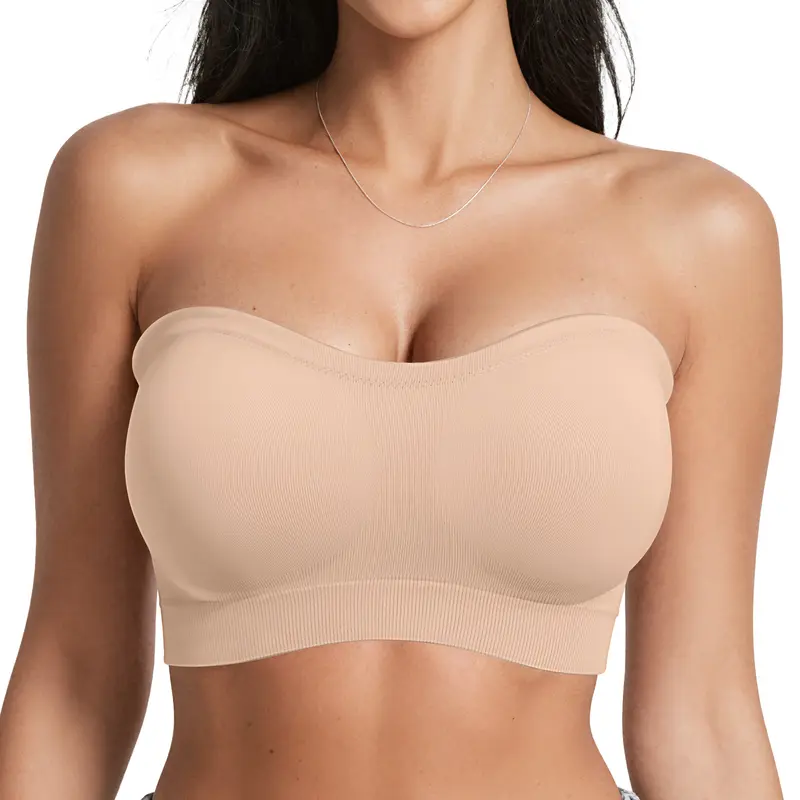 Sujetadores Bandeau Antideslizantes para Mujer con Cómodo Sujetador sin Tirantes, Top de Tubo sin Costuras, Sujetador Suave sin Aros