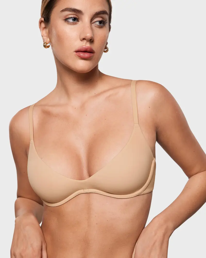 Sujetador Inbarely Plus con escote pronunciado para mujer - Sujetador balconette sexy con aros sin forro