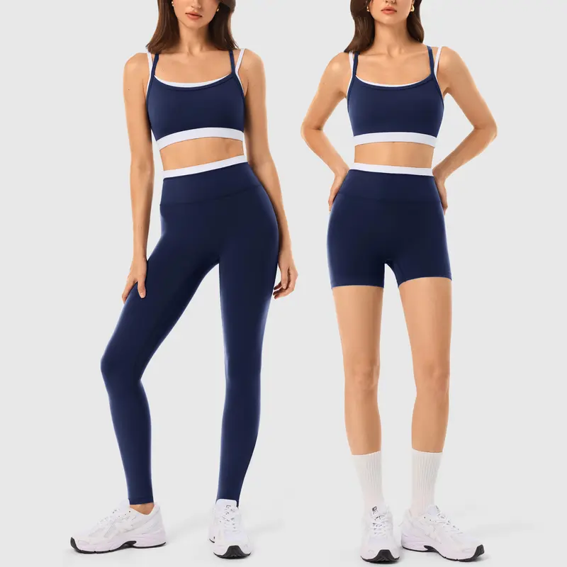Conjunto de entrenamiento de 2 piezas a juego para mujer, ropa de mujer con leggings de yoga sin costuras y sujetador deportivo acolchado para uso atlético en gimnasio, conjuntos de dos piezas