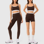 Conjunto de entrenamiento de 2 piezas a juego para mujer, ropa de mujer con leggings de yoga sin costuras y sujetador deportivo acolchado para uso atlético en gimnasio, conjuntos de dos piezas