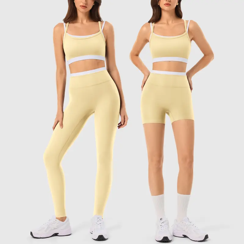Conjunto de entrenamiento de 2 piezas a juego para mujer, ropa de mujer con leggings de yoga sin costuras y sujetador deportivo acolchado para uso atlético en gimnasio, conjuntos de dos piezas