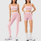 Conjunto de entrenamiento de 2 piezas a juego para mujer, ropa de mujer con leggings de yoga sin costuras y sujetador deportivo acolchado para uso atlético en gimnasio, conjuntos de dos piezas