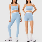 Conjunto de entrenamiento de 2 piezas a juego para mujer, ropa de mujer con leggings de yoga sin costuras y sujetador deportivo acolchado para uso atlético en gimnasio, conjuntos de dos piezas