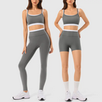 Conjunto de entrenamiento de 2 piezas a juego para mujer, ropa de mujer con leggings de yoga sin costuras y sujetador deportivo acolchado para uso atlético en gimnasio, conjuntos de dos piezas