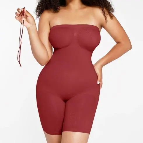 Strapless Shapewear Bodysuit Seamless Shaping Shortie With Removable