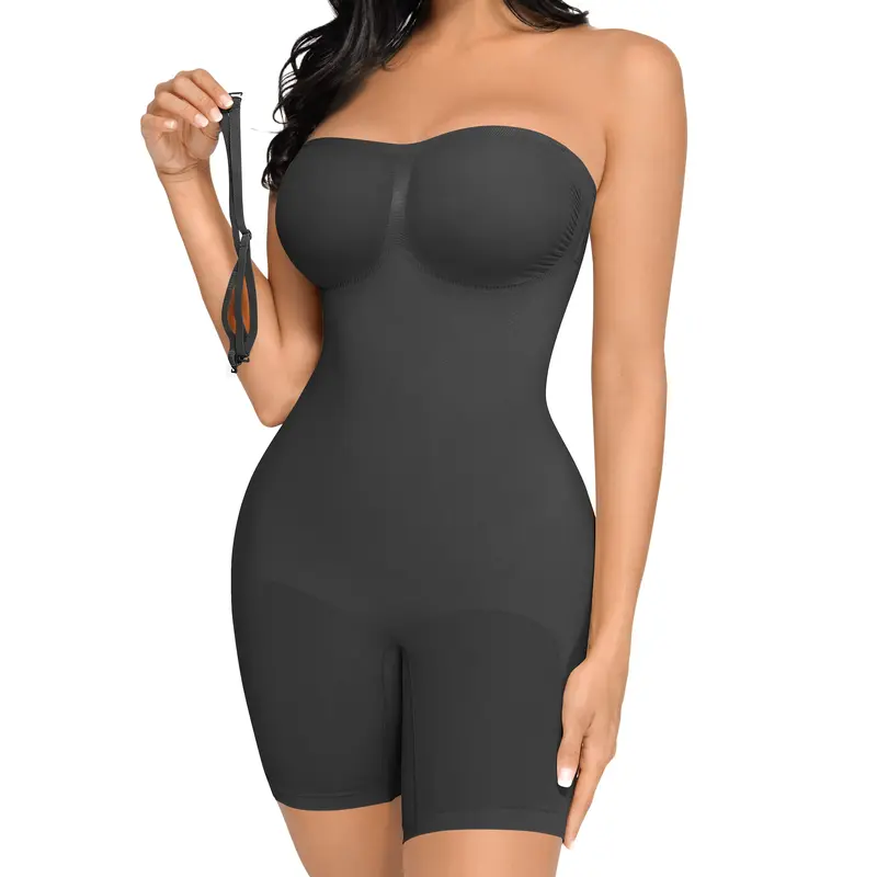 Strapless Shapewear Bodysuit Seamless Shaping Shortie With Removable