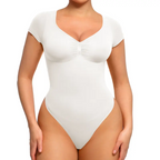 Women's Short Sleeve Bodysuit V Neck Seamless Body Suits Thong Going Out Tops Shapewear Womenswear Compression Elegant Fitted