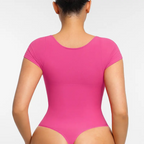 Women's Short Sleeve Bodysuit V Neck Seamless Body Suits Thong Going Out Tops Shapewear Womenswear Compression Elegant Fitted