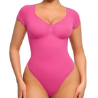 Women's Short Sleeve Bodysuit V Neck Seamless Body Suits Thong Going Out Tops Shapewear Womenswear Compression Elegant Fitted