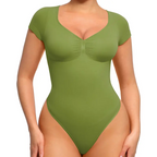 Women's Short Sleeve Bodysuit V Neck Seamless Body Suits Thong Going Out Tops Shapewear Womenswear Compression Elegant Fitted