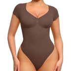 Women's Short Sleeve Bodysuit V Neck Seamless Body Suits Thong Going Out Tops Shapewear Womenswear Compression Elegant Fitted