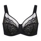 Floral Lace Minimizer Bra Unlined Unpadded Full Coverage Plus Size Underwire Breathable Mesh Cup Comfort Support For Women