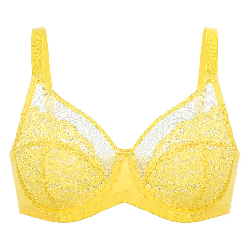 Floral Lace Minimizer Bra Unlined Unpadded Full Coverage Plus Size Underwire Breathable Mesh Cup Comfort Support For Women