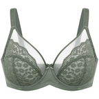Floral Lace Minimizer Bra Unlined Unpadded Full Coverage Plus Size Underwire Breathable Mesh Cup Comfort Support For Women