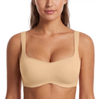 CoolCurve Unlined Plus Size Ice Silk Cooling 3D Curved Flexible Double Layer Cup Low Cut Balconette Bra