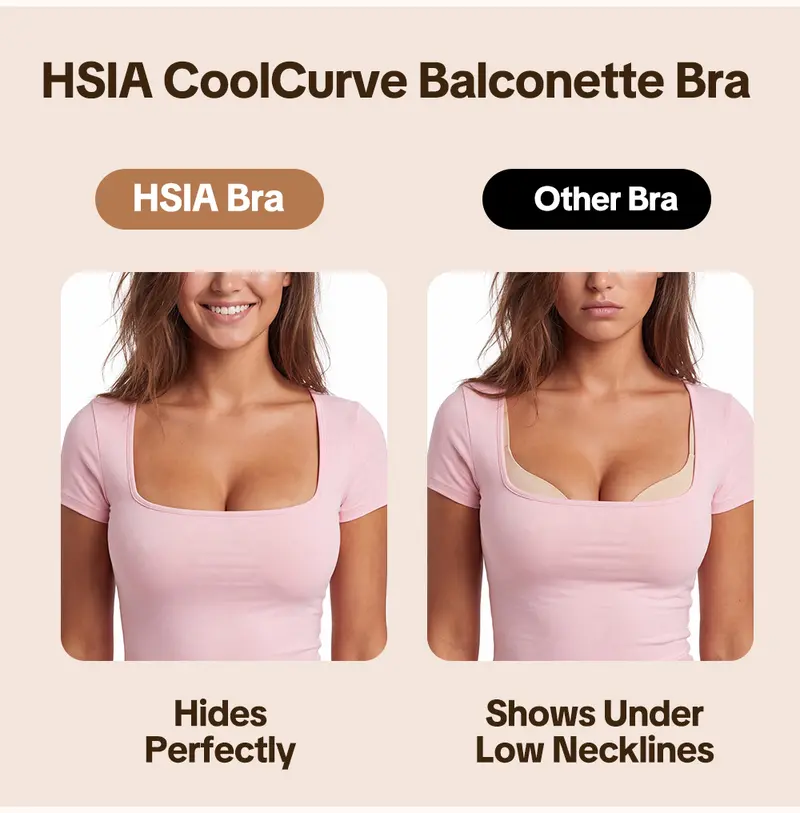 CoolCurve Unlined Plus Size Ice Silk Cooling 3D Curved Flexible Double Layer Cup Low Cut Balconette Bra