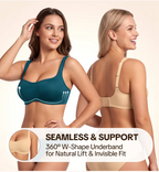 CoolCurve Unlined Plus Size Ice Silk Cooling 3D Curved Flexible Double Layer Cup Low Cut Balconette Bra
