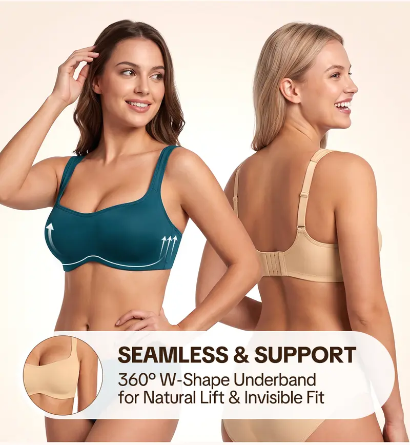 CoolCurve Unlined Plus Size Ice Silk Cooling 3D Curved Flexible Double Layer Cup Low Cut Balconette Bra