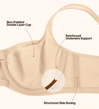 CoolCurve Unlined Plus Size Ice Silk Cooling 3D Curved Flexible Double Layer Cup Low Cut Balconette Bra