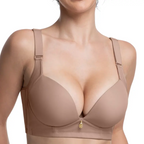 Wireless Add 2 Cups Padded Plunge Bras Back Smoothing Push Up Brasieres