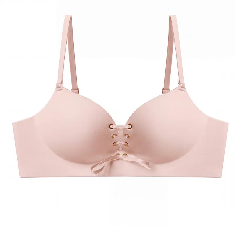 Women's Drawstring Push-up Bra | Wireless Lace-up Front Bra With Adjustable Lift And Enhanced Cleavage