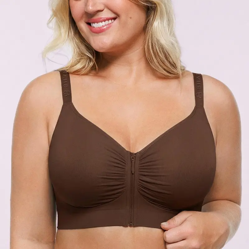 Bare Essentials Skin Flow Front-Zipper Wireless Bra