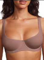 Balconette Bra No Padded Underwired Double Laver Cup Adjustable Straps