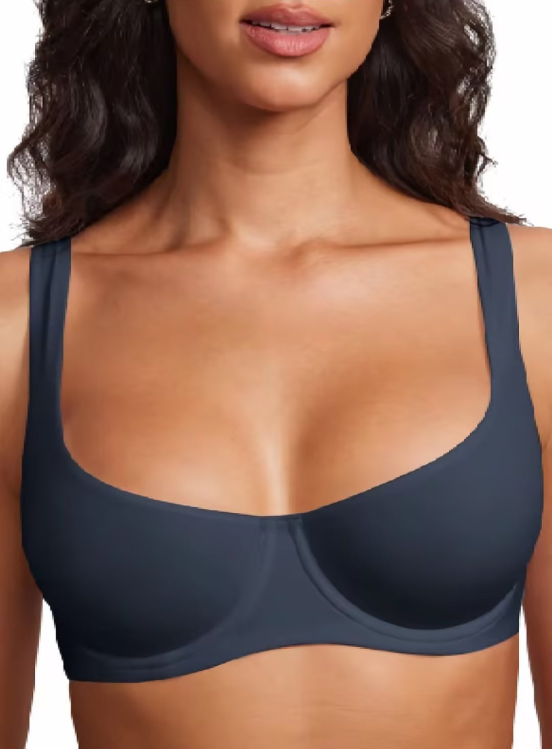 Balconette Bra No Padded Underwired Double Laver Cup Adjustable Straps