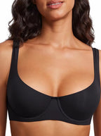 Balconette Bra No Padded Underwired Double Laver Cup Adjustable Straps