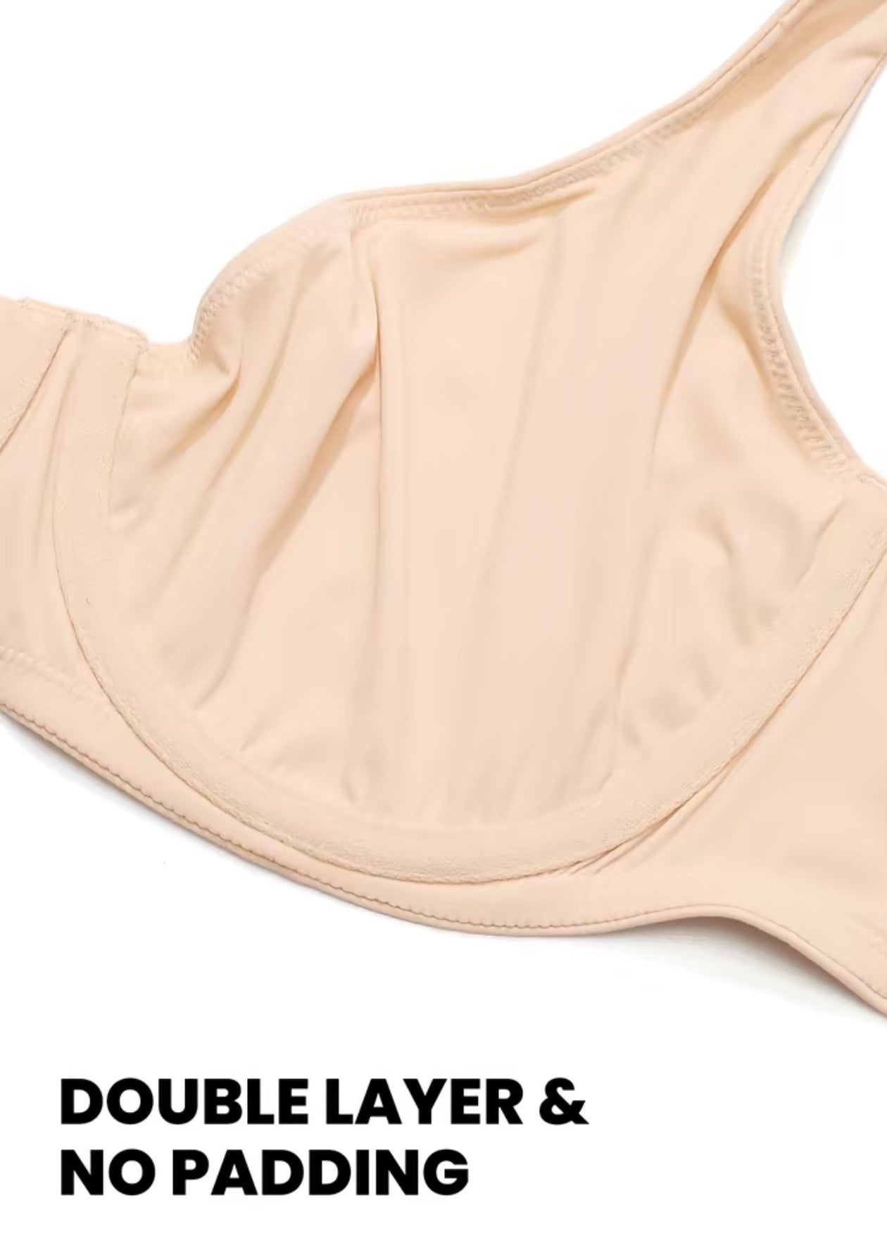 Balconette Bra No Padded Underwired Double Laver Cup Adjustable Straps
