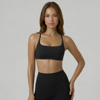Open Back Strappy Yoga Workout Bras for Women - Low Support Criss-Cross Sports Gym Bra Removable Pads