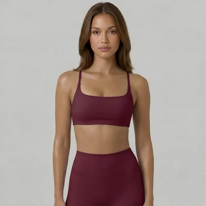 Open Back Strappy Yoga Workout Bras for Women - Low Support Criss-Cross Sports Gym Bra Removable Pads