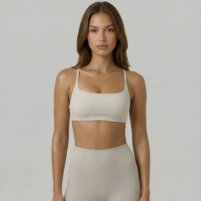 Open Back Strappy Yoga Workout Bras for Women - Low Support Criss-Cross Sports Gym Bra Removable Pads