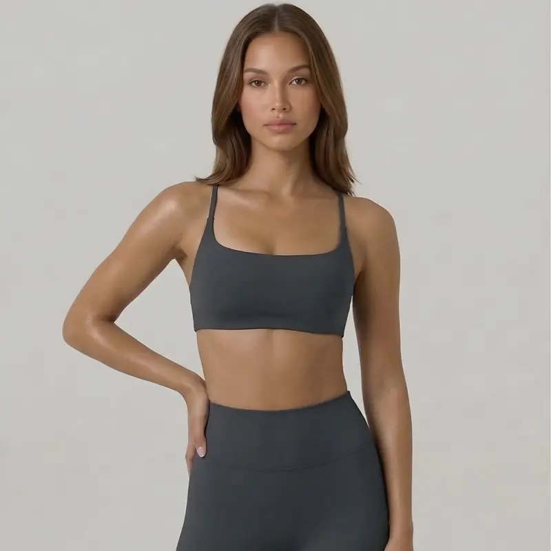 Open Back Strappy Yoga Workout Bras for Women - Low Support Criss-Cross Sports Gym Bra Removable Pads