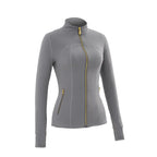 【Gold-Color zipper】Soft Brushed Women's Sporty Jacket, 25'' Inseam Leggings.