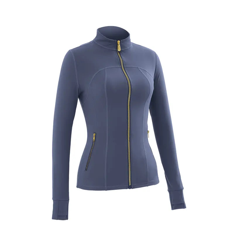 【Gold-Color zipper】Soft Brushed Women's Sporty Jacket, 25'' Inseam Leggings.