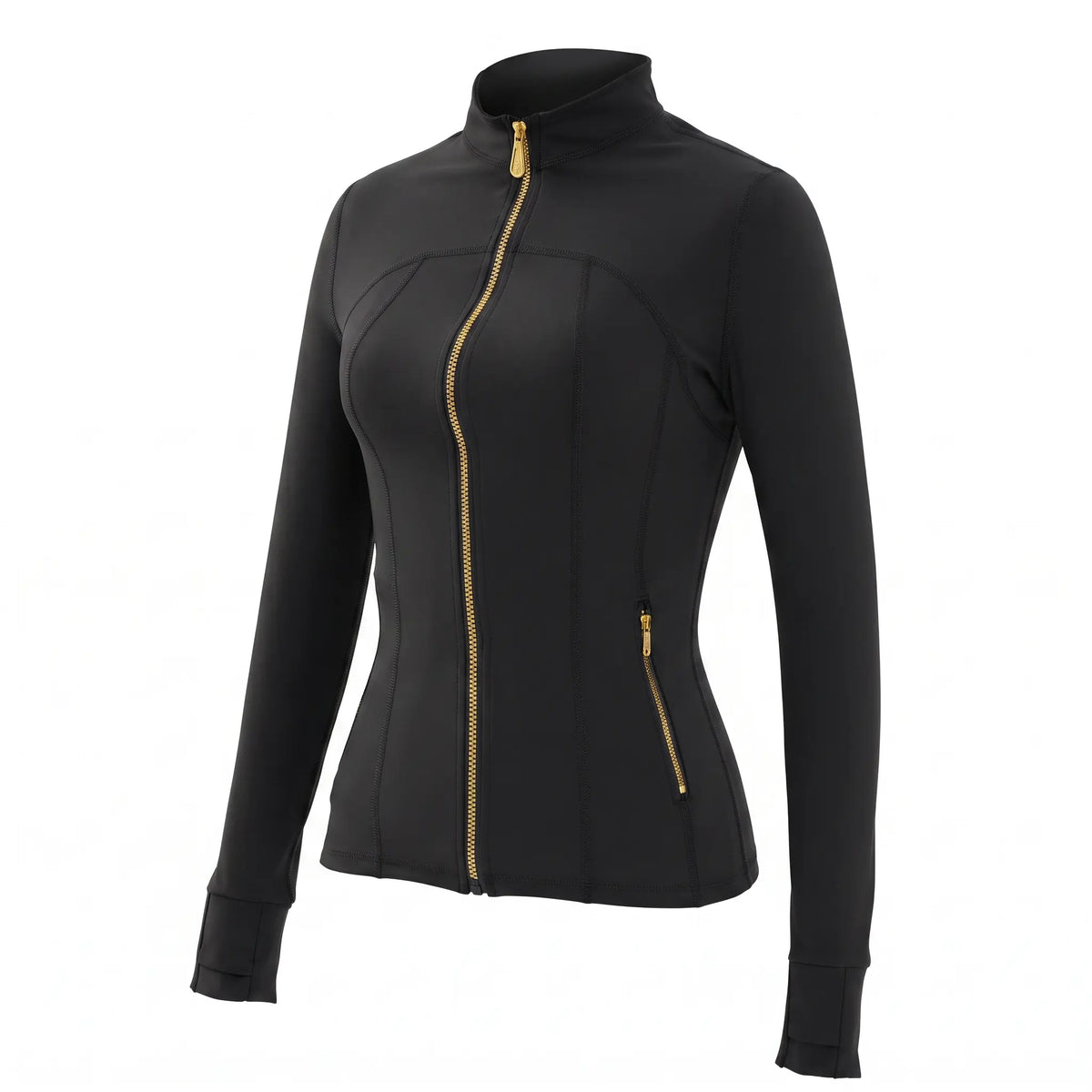 【Gold-Color zipper】Soft Brushed Women's Sporty Jacket, 25'' Inseam Leggings.